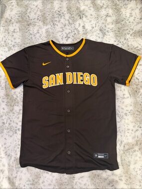 Youth XL Nike Brown and Yellow San Diego Button-Up Kids Jersey